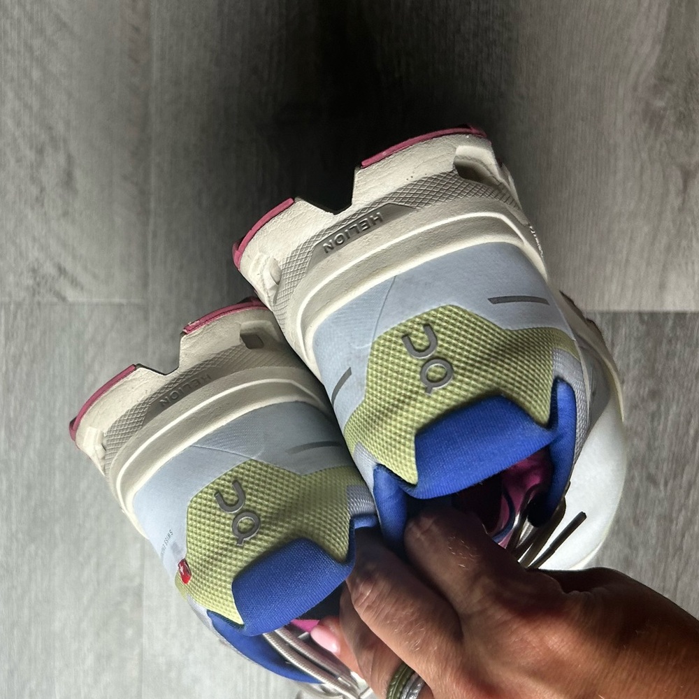 On Running Women's Athletic Shoes - White, Pink, Blue - Picture 2 of 4